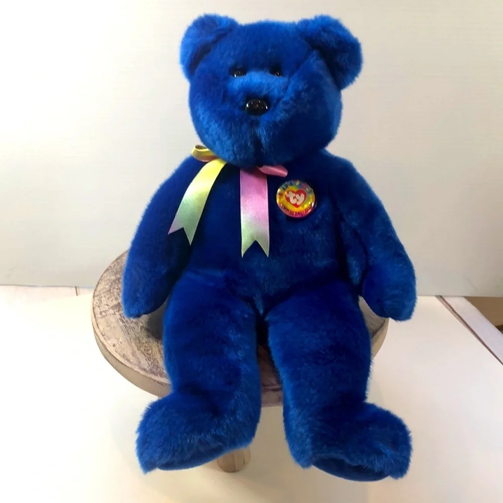 TY Beanie Buddy Clubby the Royal Blue TY Club Bear 14” 90’s Y2K Collectible NWOT